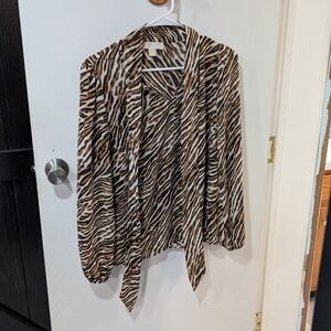 Michael Kors Zebra Print Blouse - Brown and White